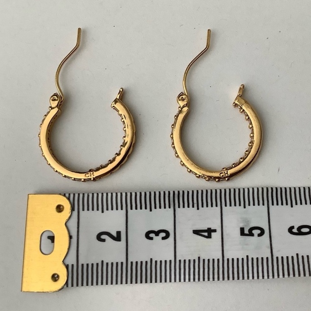 NEW earrings, gold plated w/clear CZ stones. Crystal Haze (CH) stamped. - Picture 5 of 6